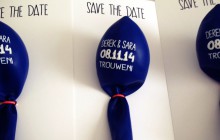 save the date ballon met kaart op maat