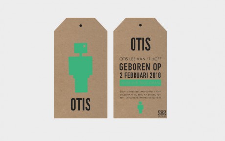 geboortekaartje label met robot