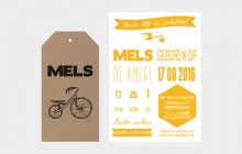 Letterpress geboortekaartje met kraft label